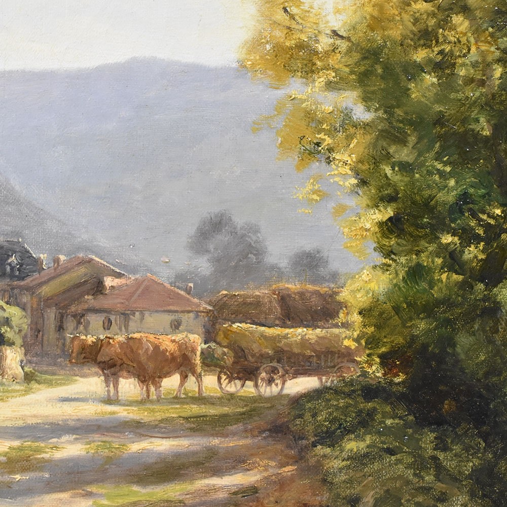 QP469 1a antique landscape painting old oil scenery XIX century.jpg